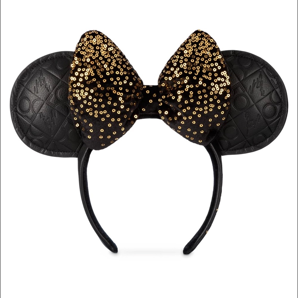 Disney World 50th Anniversary Minnie Mouse Ear Headband Black Gold
